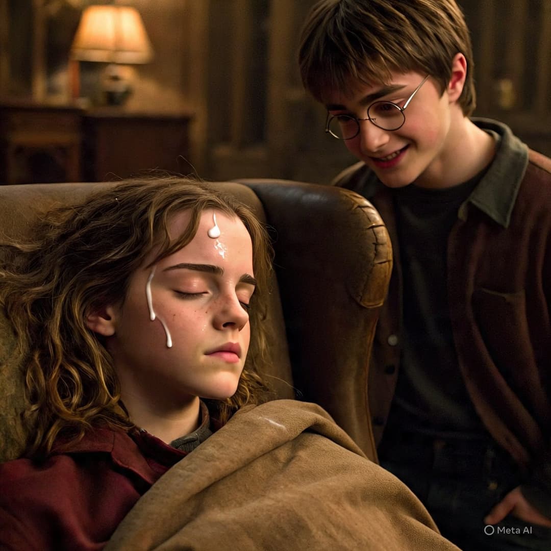 Harry had fun when Hermione was sleeping (Harry se divertiu enquanto Hermione dormia)