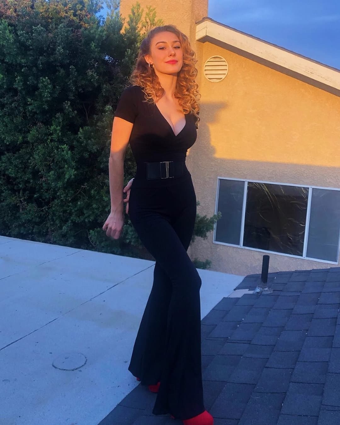 Blonde German slut with black pubes