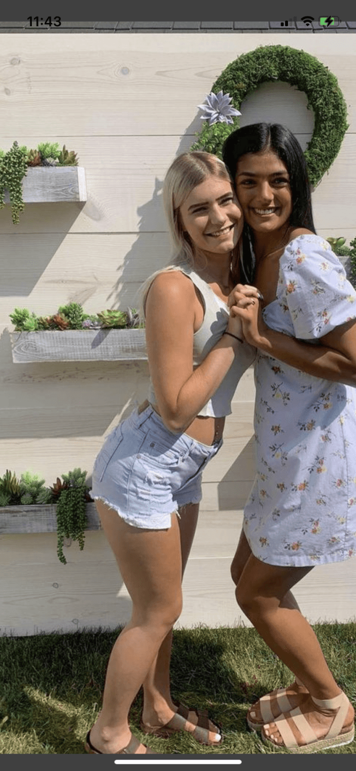 Hot Girls always go for the mean guys. Biker guy was making out with both of them as they strokedhim