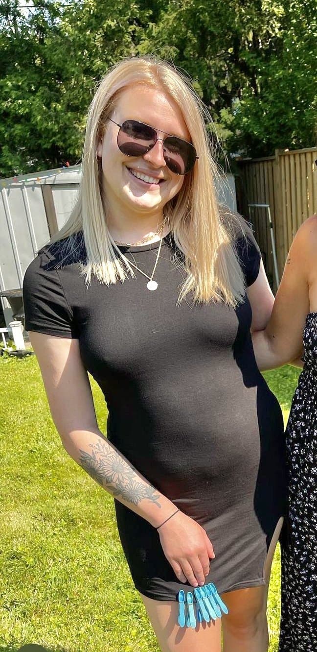 Maybe if the fat bitch wore a bra her fat tits wouldn’t sag so much. Fat fuck