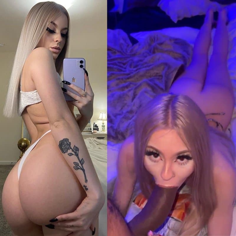 Sexy Blonde Slut Sucks Huge BBC For Cash