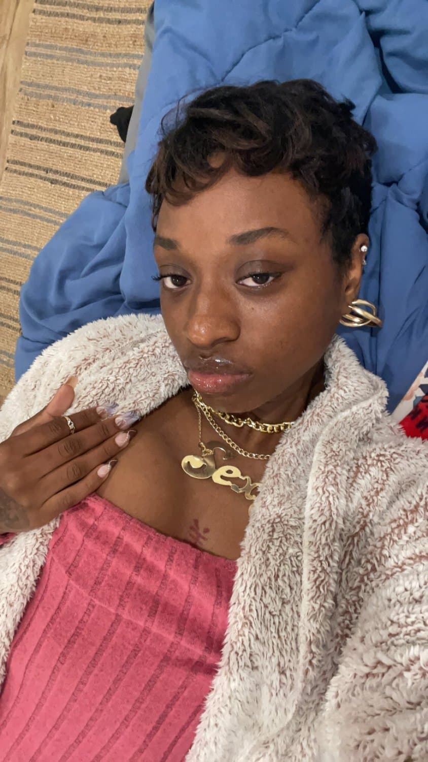 Short hair Ebony Black girl great tits