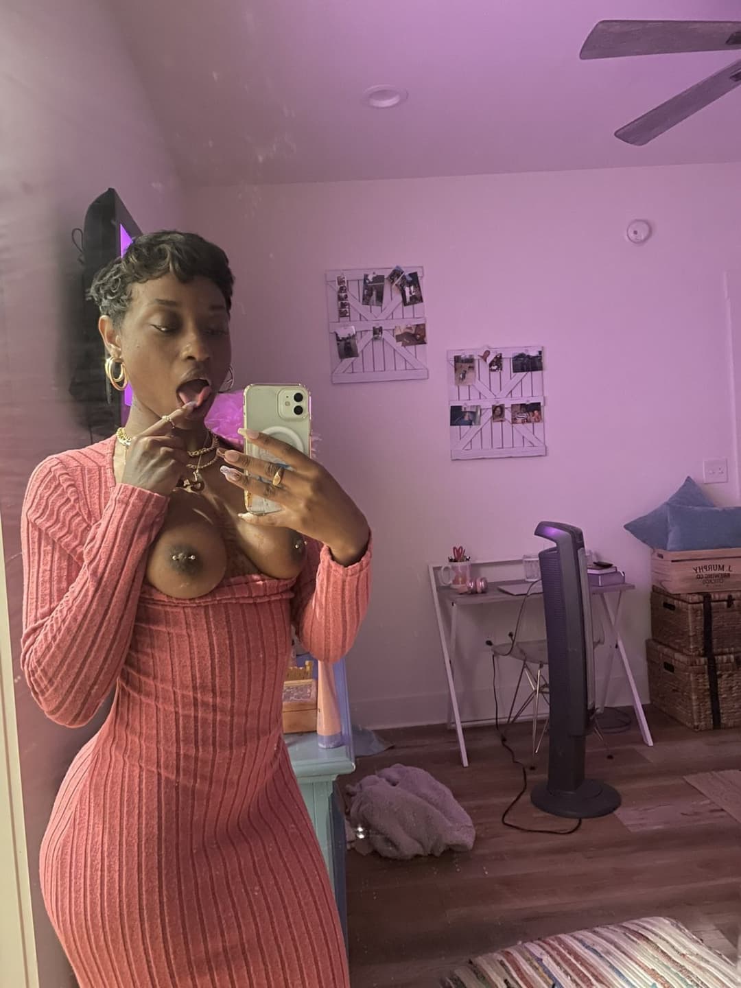 Short hair Ebony Black girl great tits