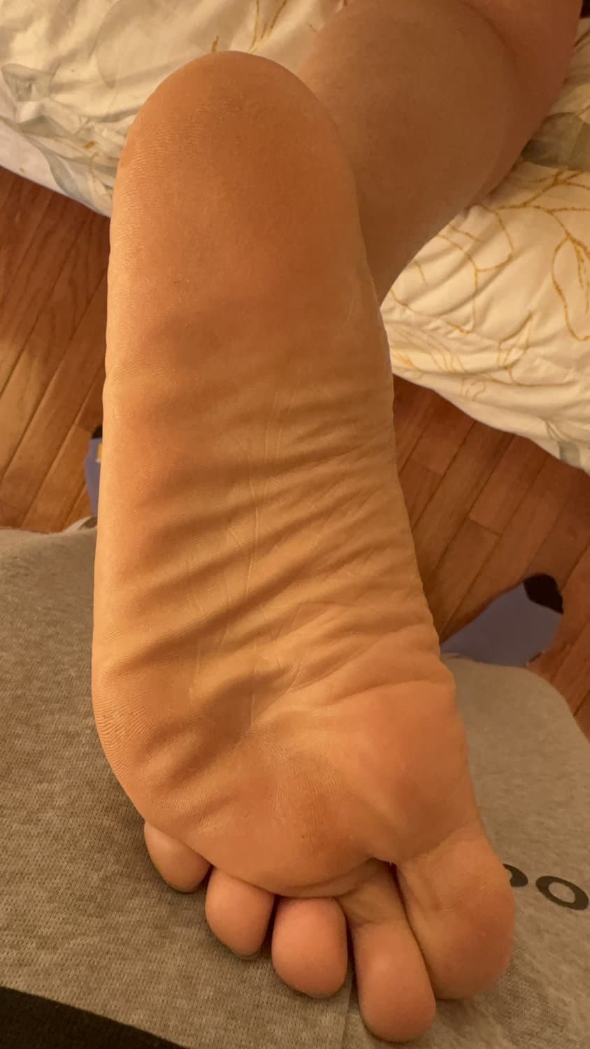 Love when my wife plays with my dick with her big feet