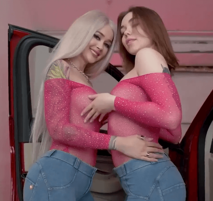 two hot petite sluts ride a dick in the car