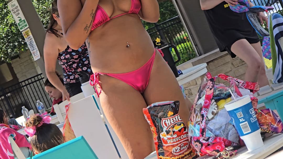 Click to view full size Hot Latina in pink shiny bikini NOT OC