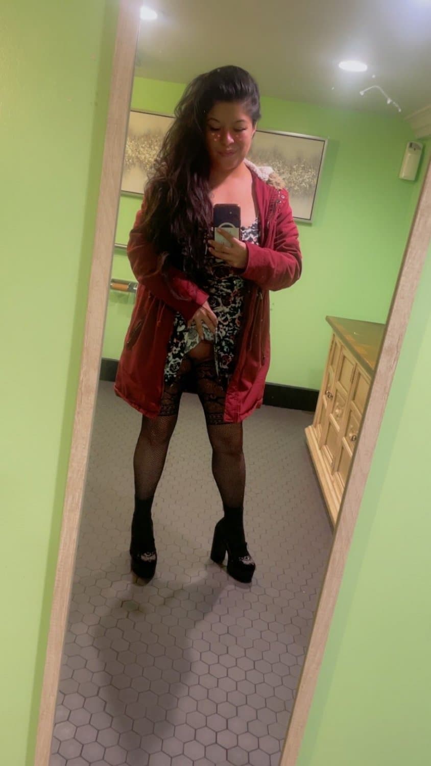 Hot little Latina loves showing her cute panties and bald pussy