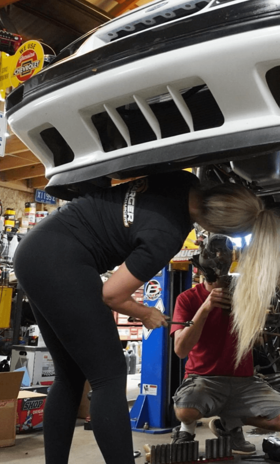 Beautiful thick blonde mechanic slut