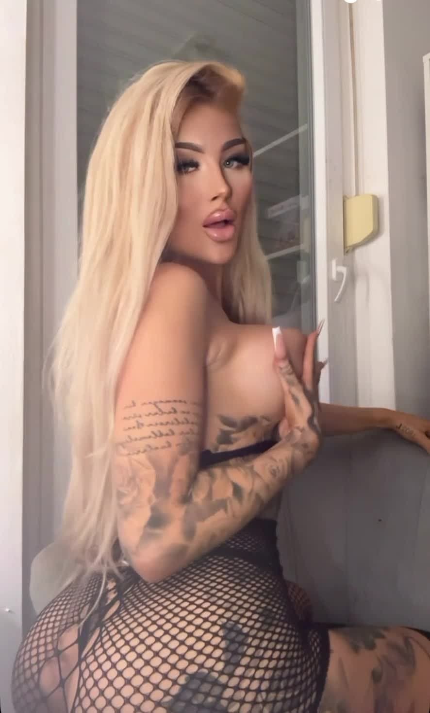 Big fake tits big fake lips German silicone bimbo long nails tongue piercing escort #13