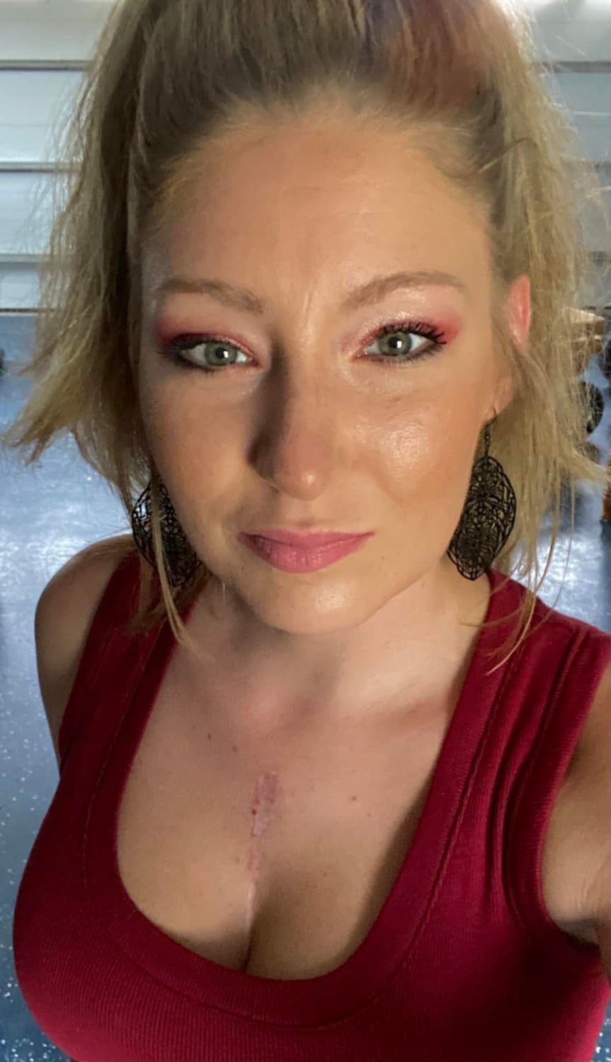 As her friend watches off screen, Shayle goes on the G G W bus to get naked and play with her pussy