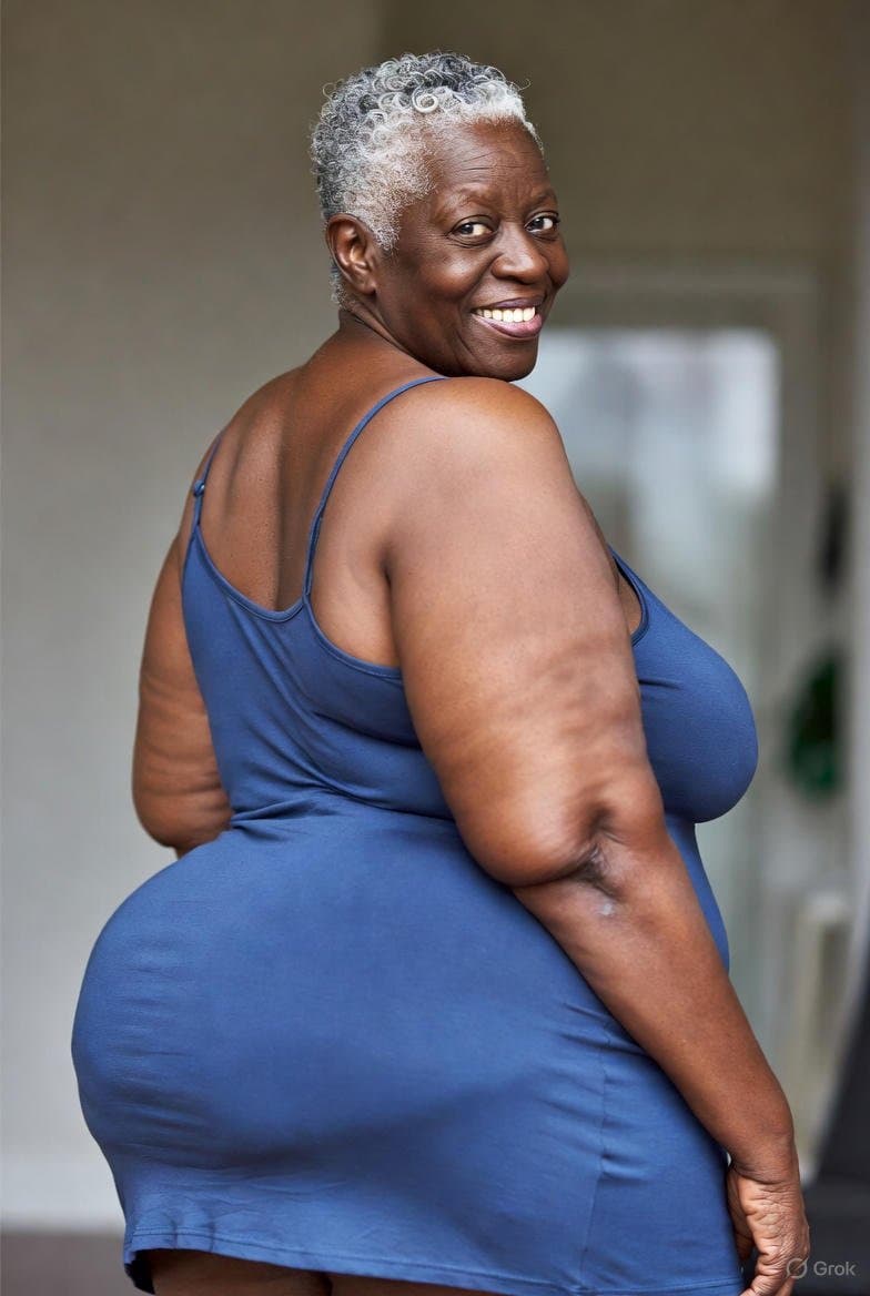 FAT BOOTY Grannies in Tight Blue Dress AI
