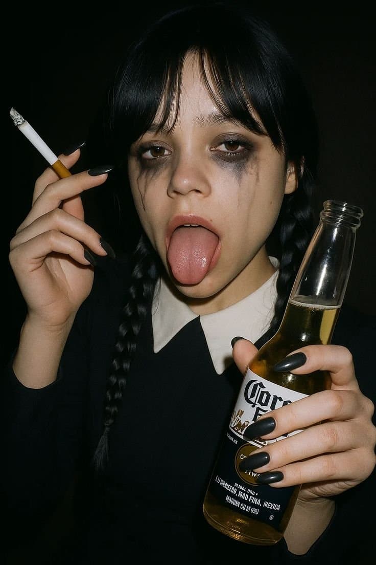 Jenna Ortega as Wednesday addams smoking
