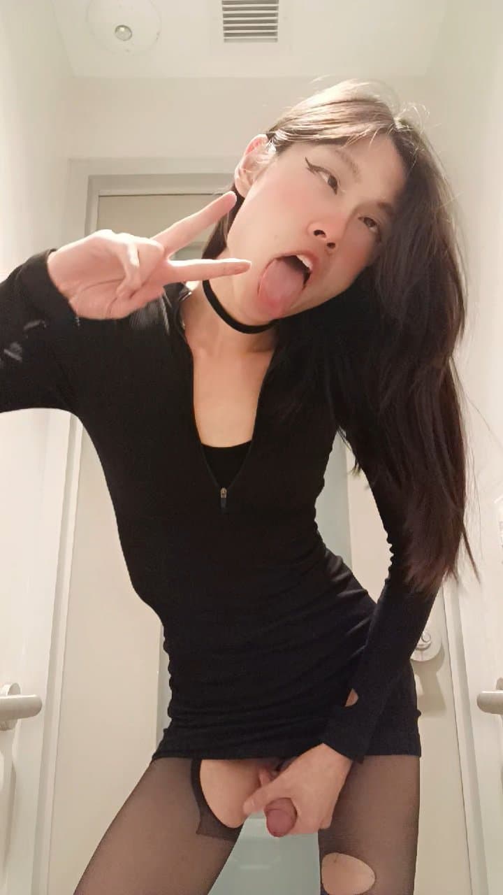 Femboy masturbating in school bathroom, wishing someone can fuck me into a drooling ahegao whore