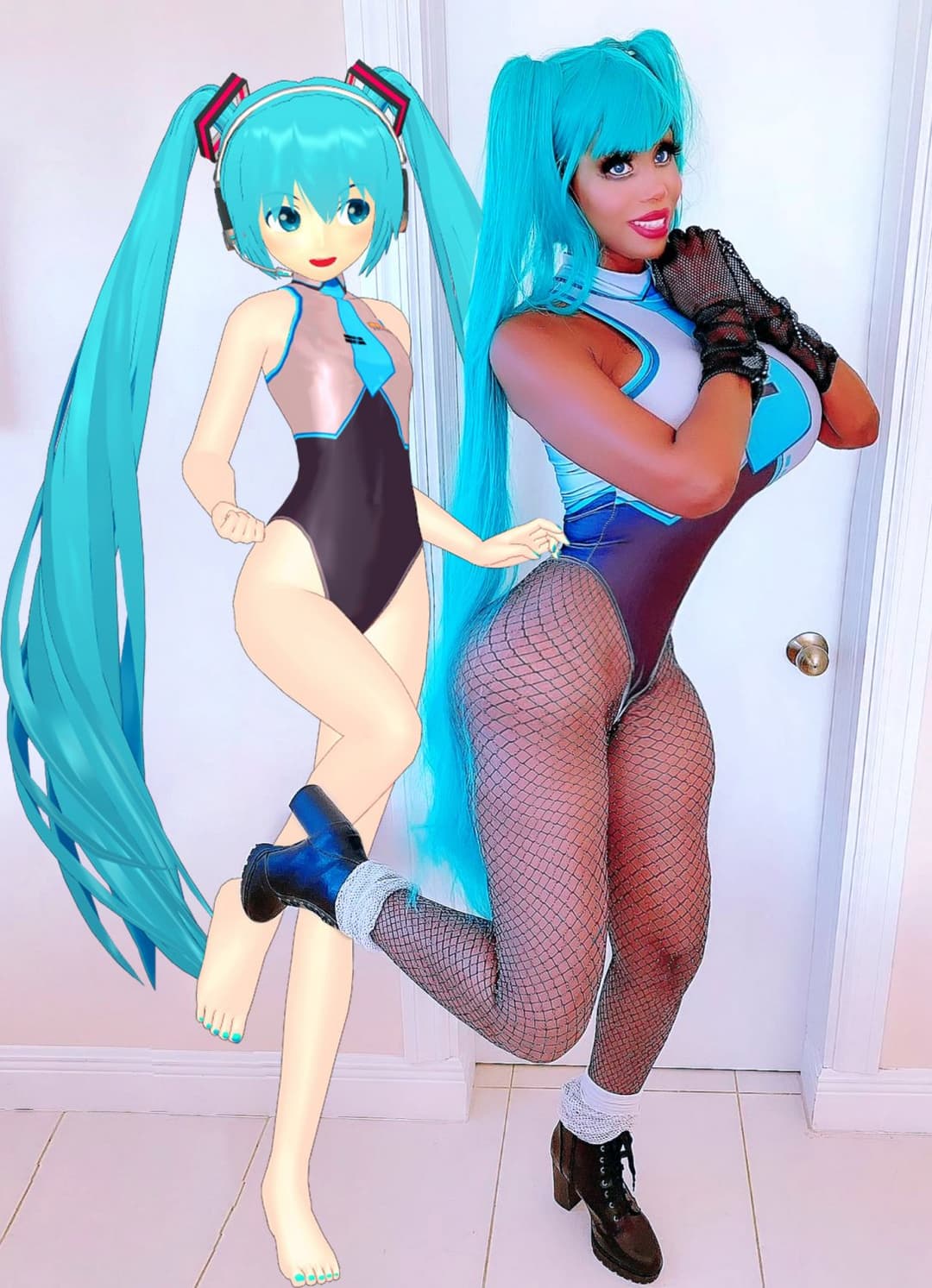 hatsune miku cosplay bigger tits