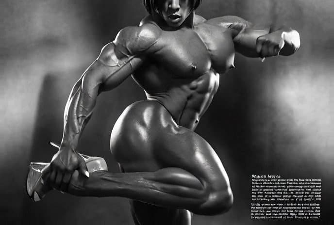 Bodybuilding strip at the women only club, she is the muscle dream of every girl