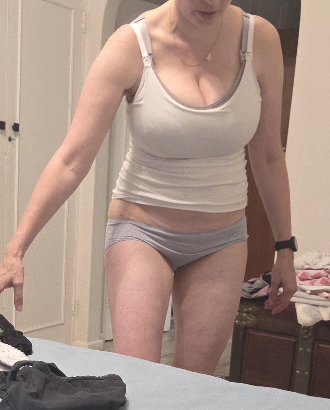 Spy hot wife in blue panties voyeur