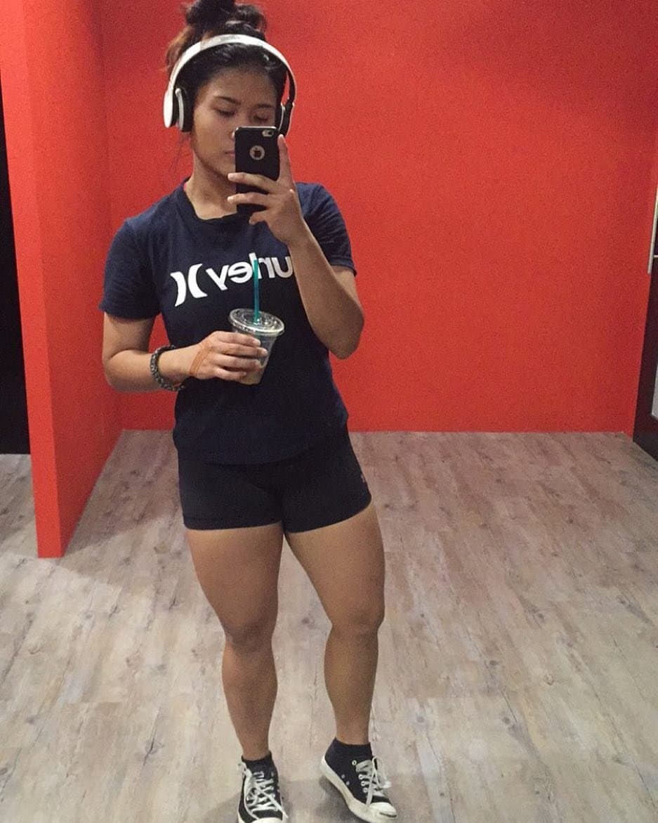 My favourite fitness girl with big thigh but I like her thigh more But she arrogance type