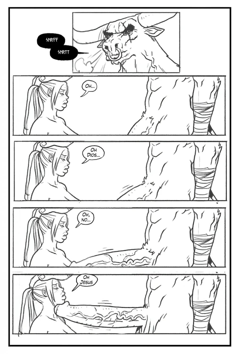 [comic] Lara Croft in the labyrinth of the minotaur (english - español)