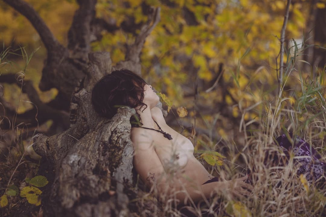 Sabrina Haze a.k.a. Chiyuki Haze from Michigan naked in the woods