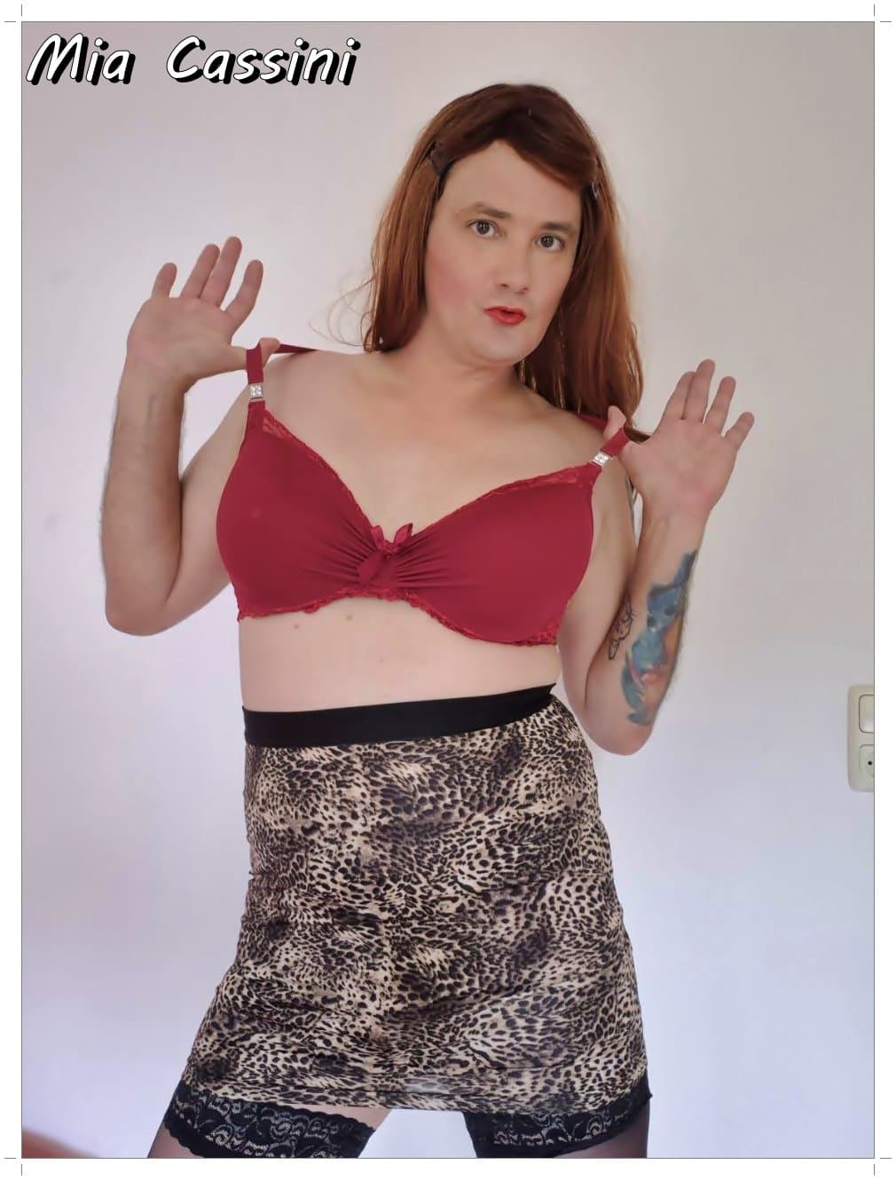 Red Lingerie and Miniskirt