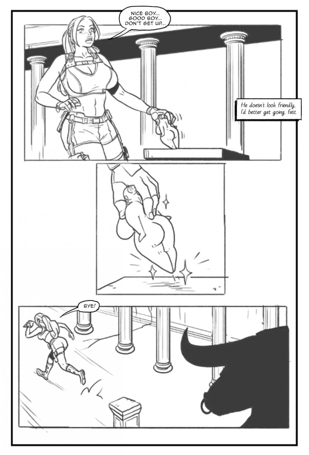 [comic] Lara Croft in the labyrinth of the minotaur (english - español)