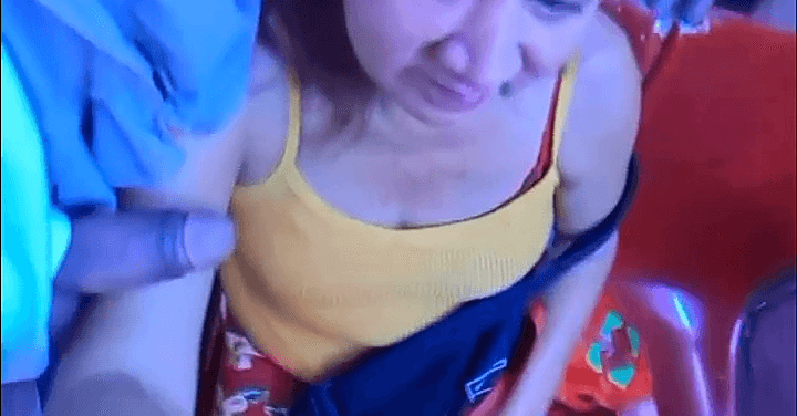 Dick flashing on the bus