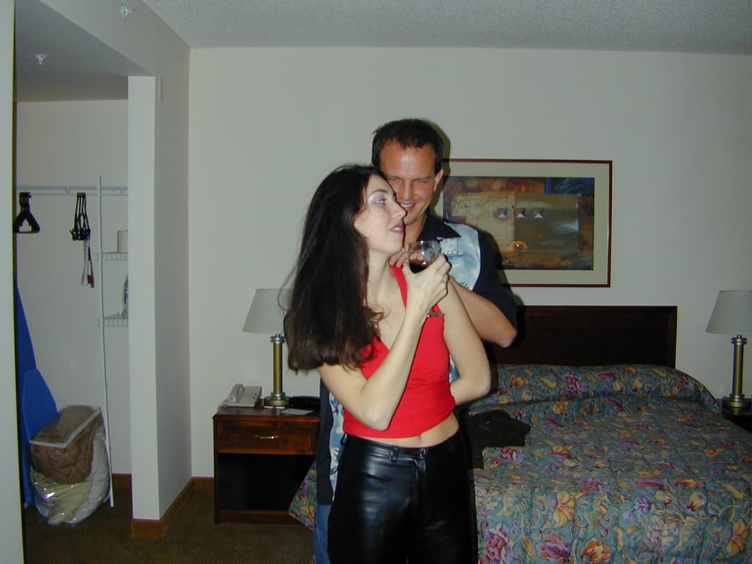 Incredible brunette hotwife enjoys two cocks at the hotel