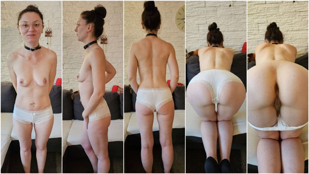 Slutwife presents her fuckholes and begs for facial