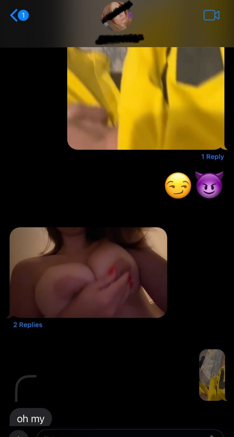 Busty teen flashing her big boobs for my big bulge