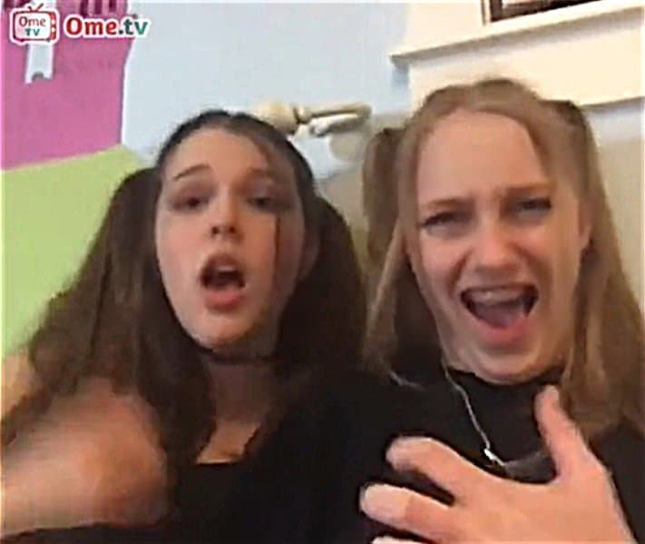 Horny sluts help cum on cam by sticking out their tongues and showing their boobs