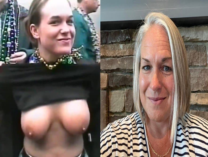 Christie gives the camera person a smirky look when she showed him her tits at mardi gras