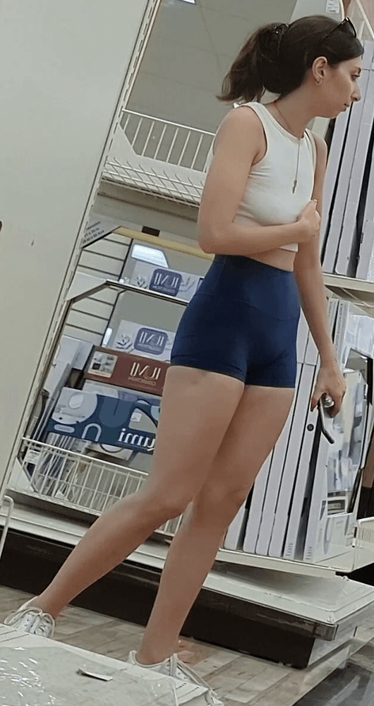 Bimbo slut wife in lulu shirts with camel toe and petite ass