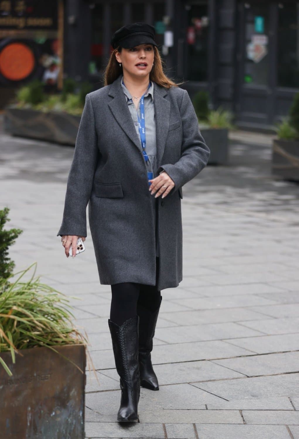 Kelly Brook - Black Knee High Leather Boots