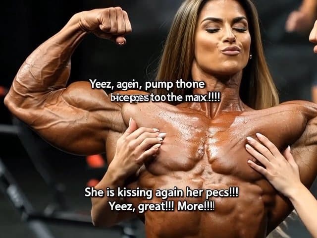 Click to view full size The naked bodybuilding show now is turning to a wild lesbian muscle orgy