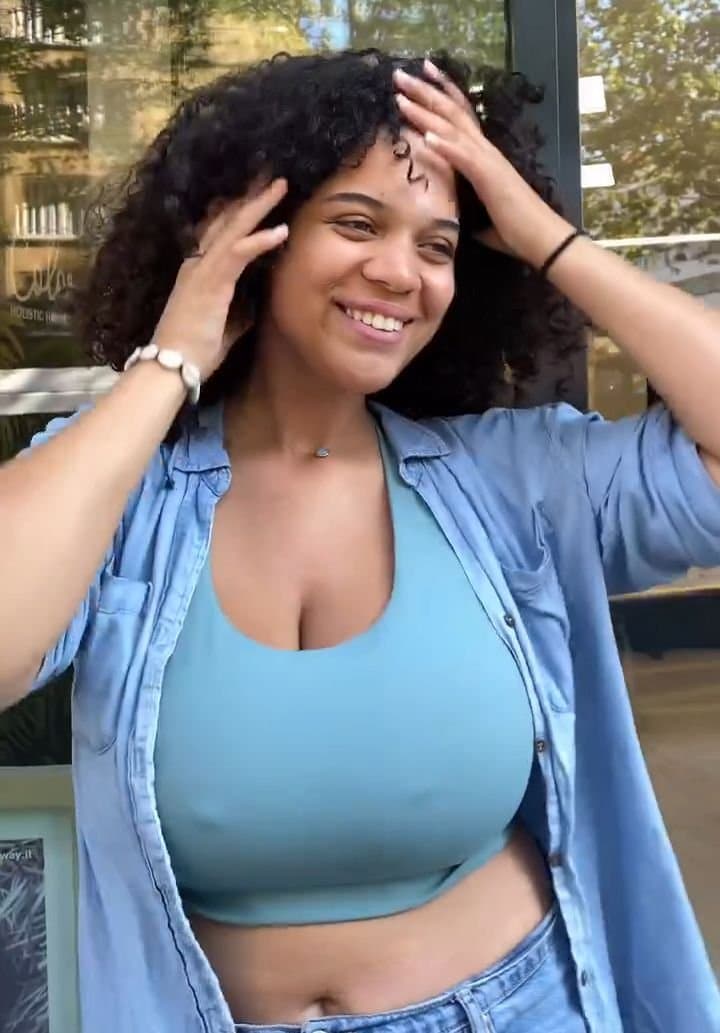 Busty Curly Hair Cutie on Cold Day