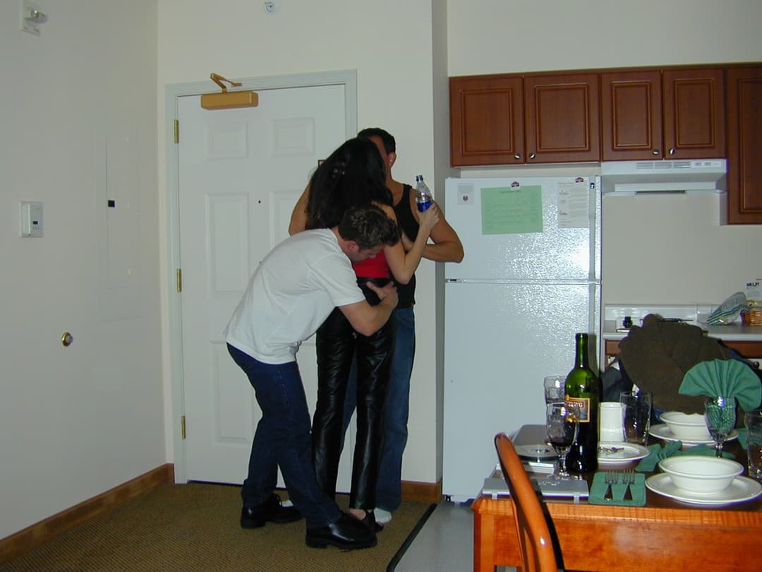 Incredible brunette hotwife enjoys two cocks at the hotel