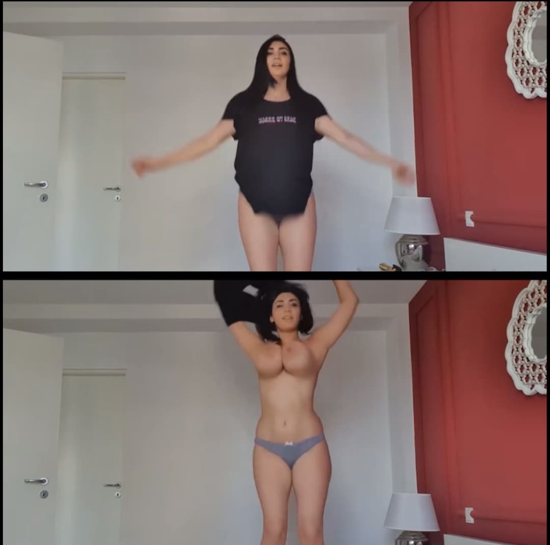 Busty bitch jumping on bed