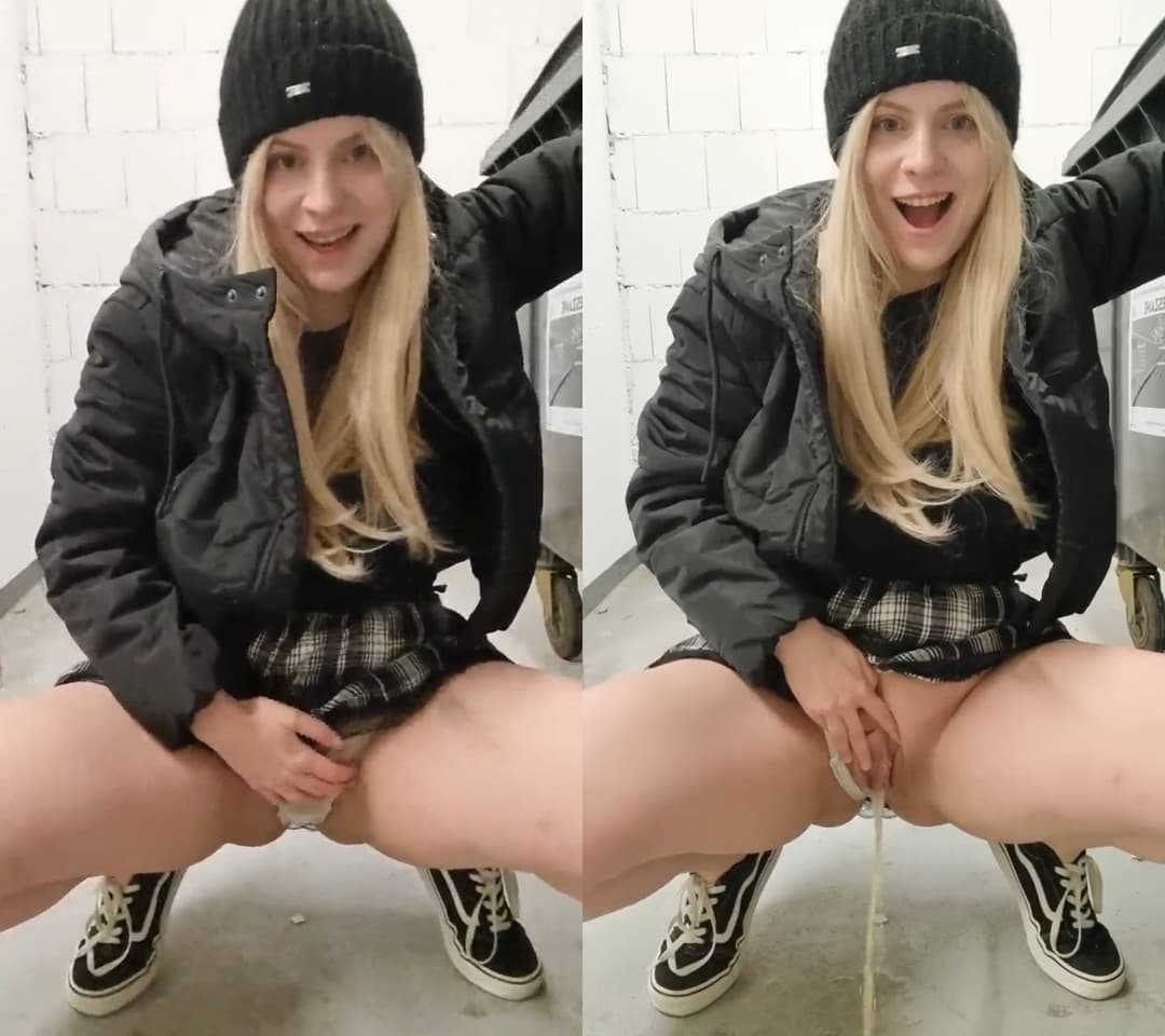 Pissing Behind The Bins | public risky peeing pee piss outdoors