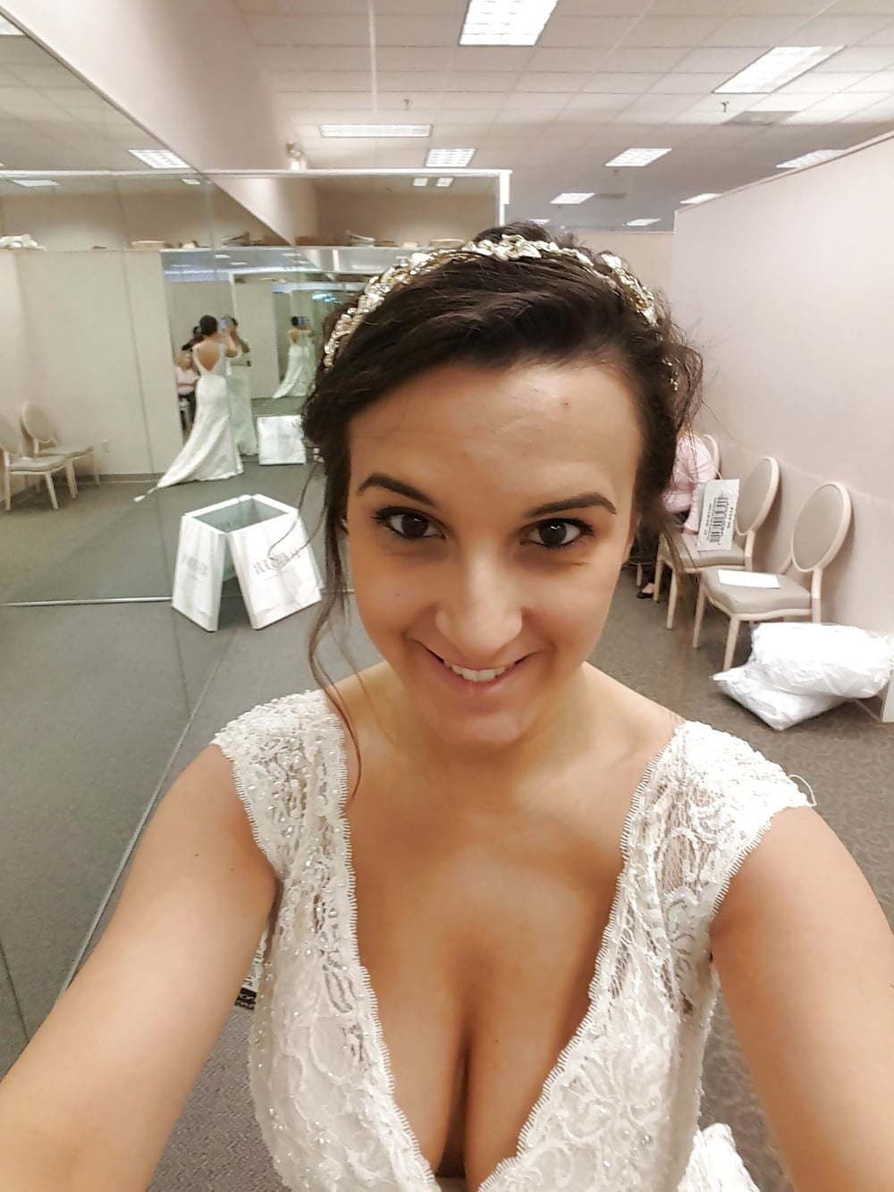 Brunette girlfriend with nice saggy tits