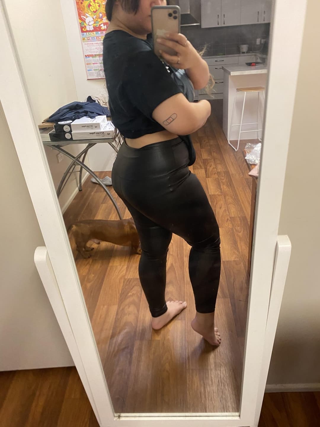 Asian slut in tight leather pants~