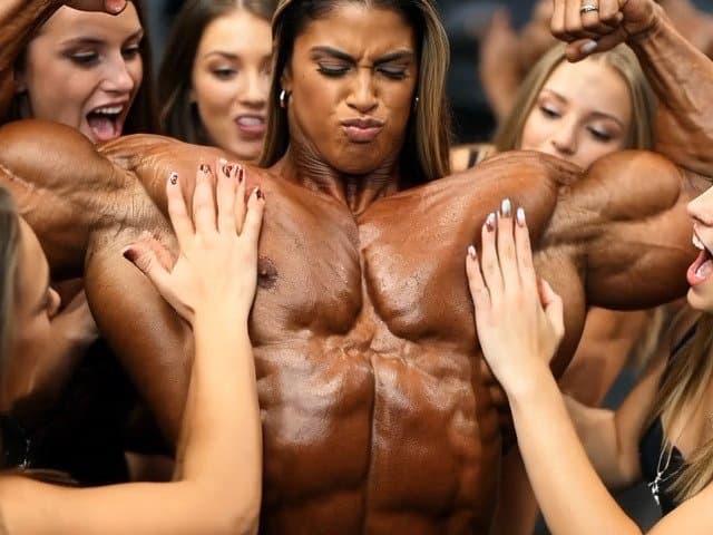 Click to view full size The naked bodybuilding show now is turning to a wild lesbian muscle orgy
