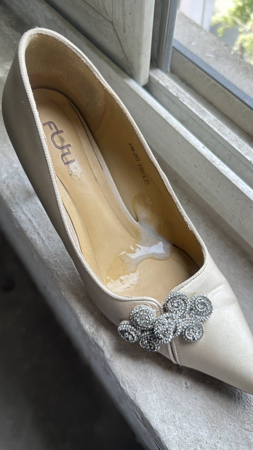 Cock & cum into asian shoes