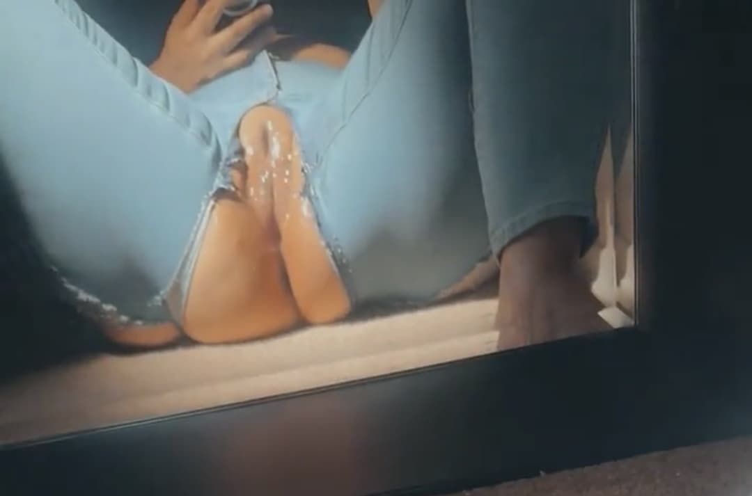 Latina ripped pants showing her wet pussy