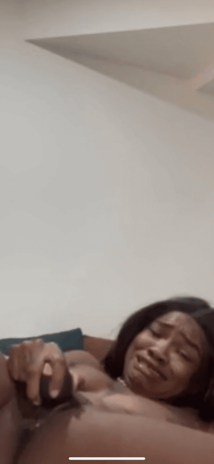 Cute innocent black teen has leg shaking orgasm