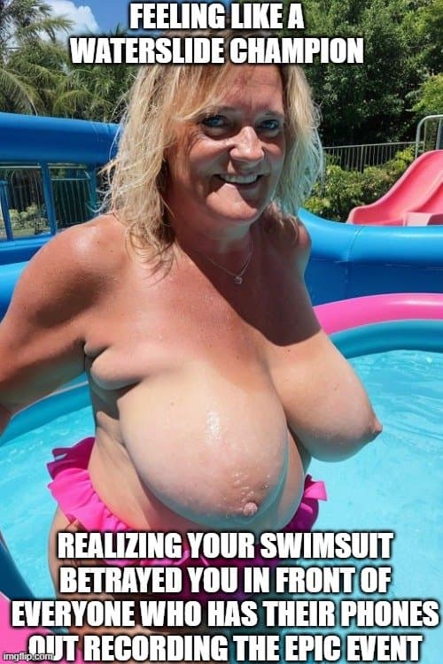 Joanne Tanner has Bathing Suit Malfunctions at Waterpark