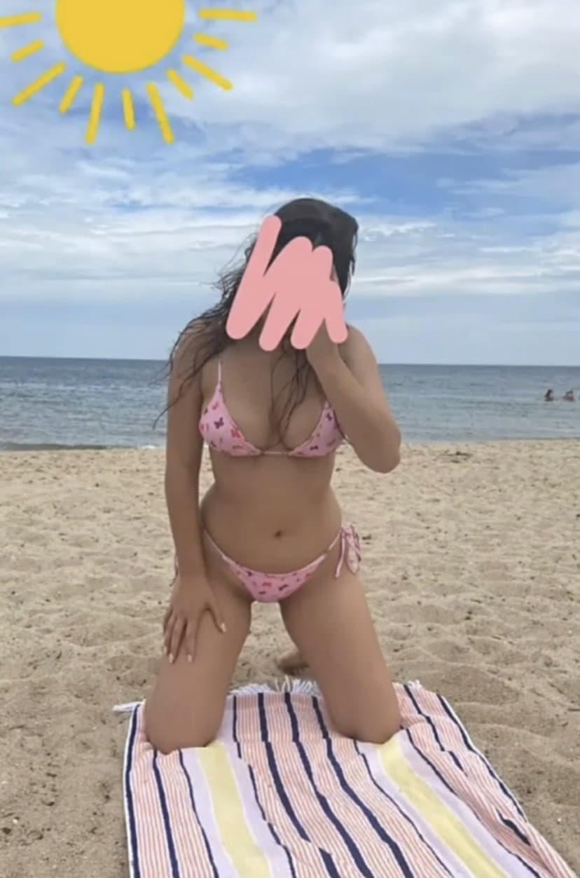 Little slut embarrassed in bikini