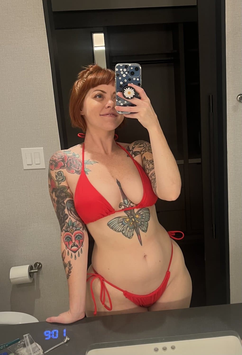 Sexy Tattooed Babe with great big tits and cute pink nipples! Her ass is made for pounding!