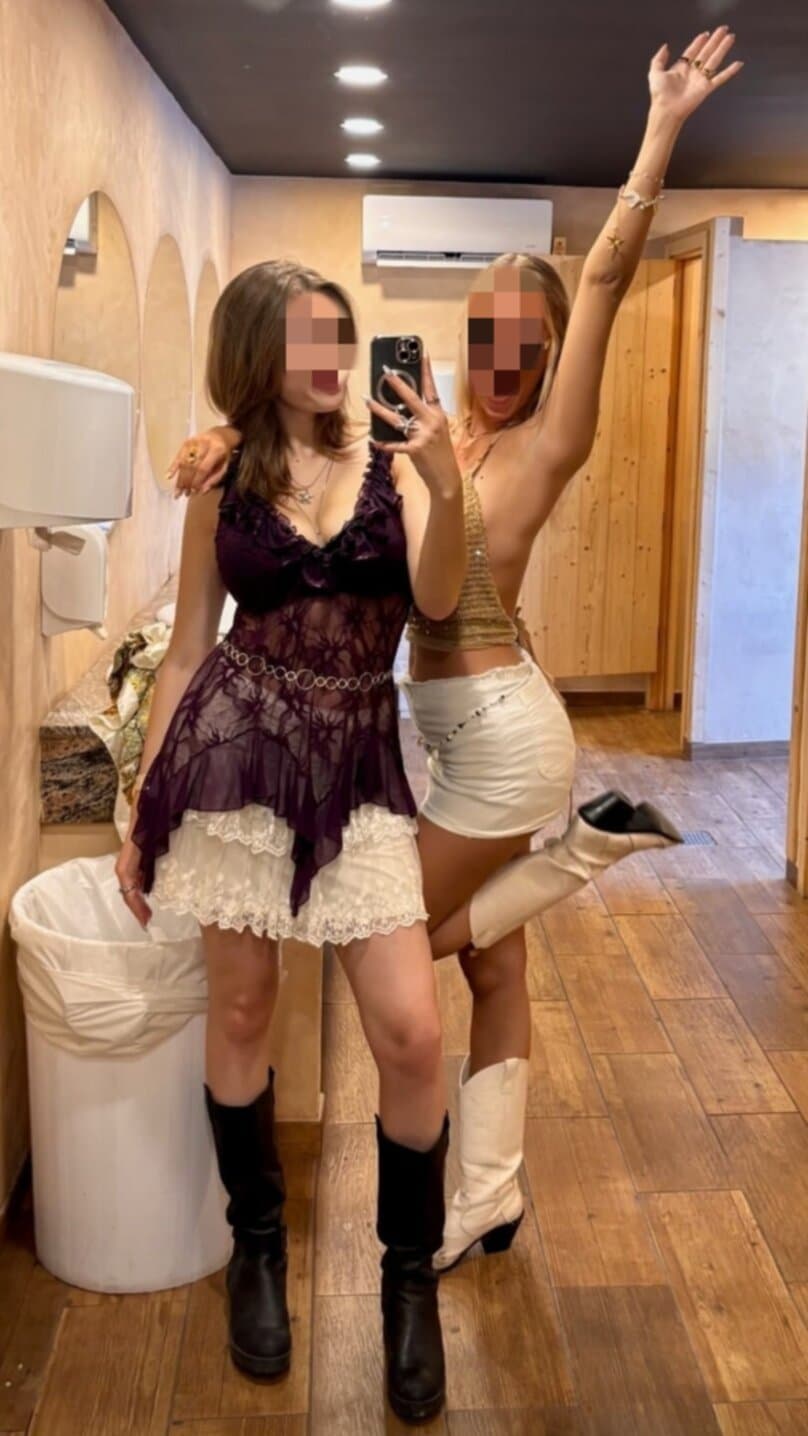 Two college girls love showing off