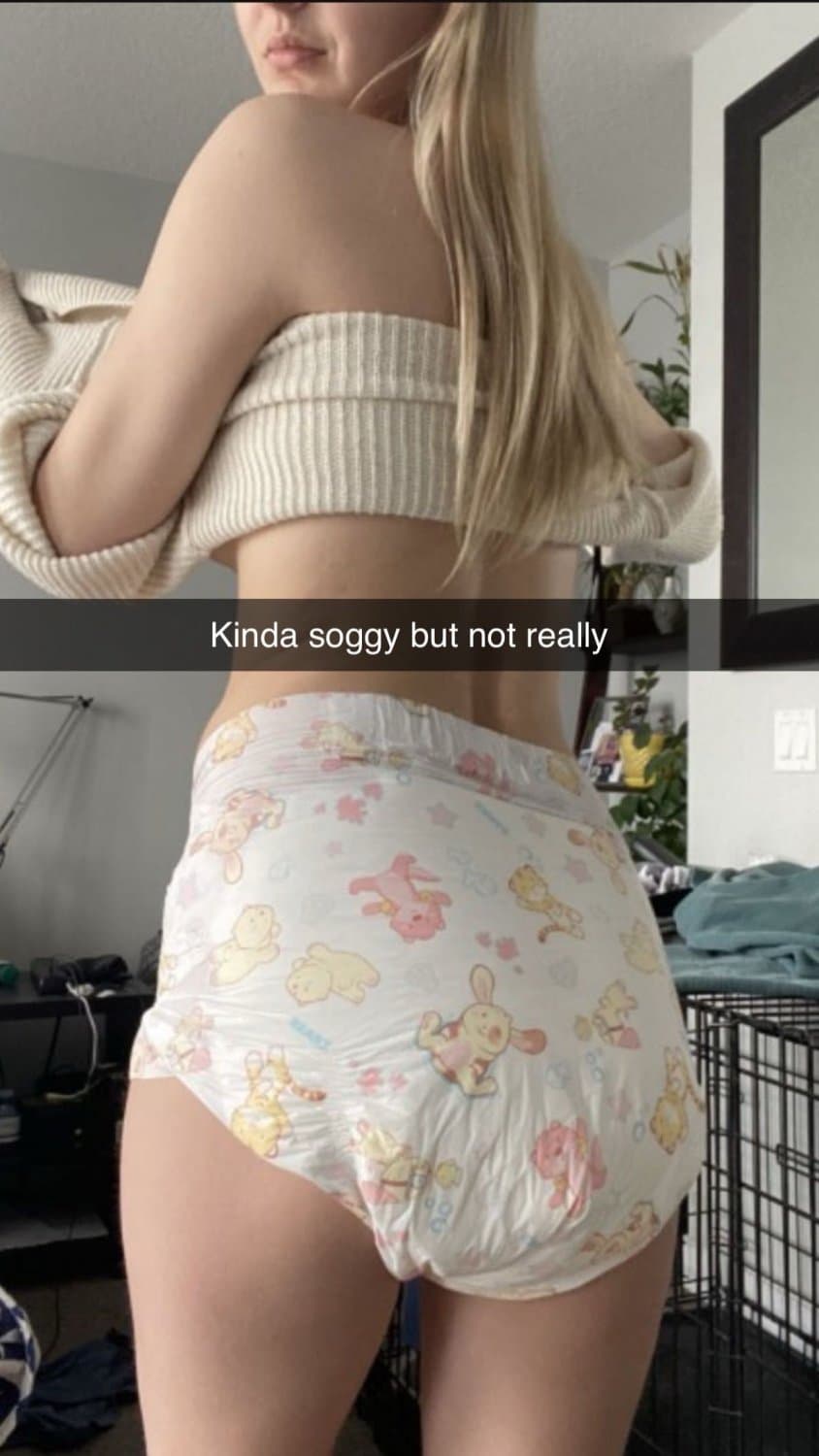 Hot blonde teen in diapers