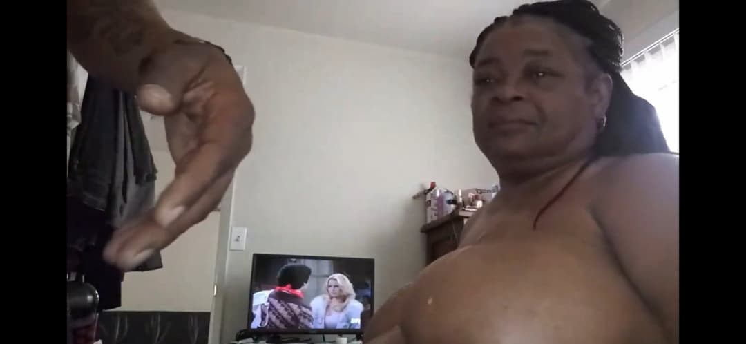 BBW Granny neighbor gets big load on her big tities and is surprised how much cum is on her chest